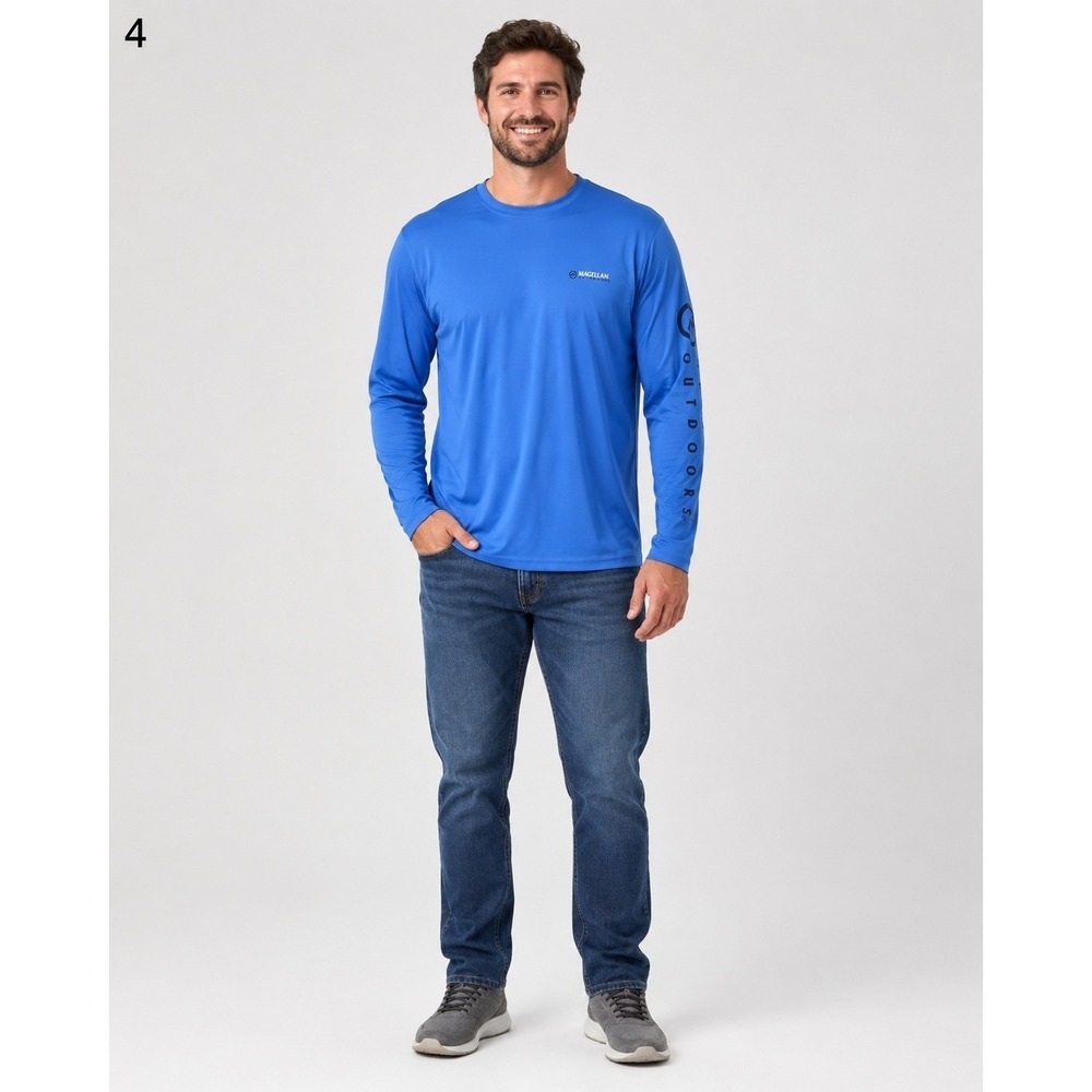 Magellan Fisher Gear Shirt Men Small Classic Fit Blue Polyester Moisture Wicking